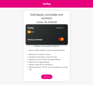 Cartão UniCred - Script e Api